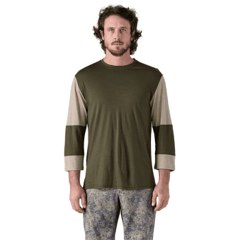T-shirt a manches courtes Patagonia Merino 3/4 Sleeve Bike Jersey Men Pine Needle Green
