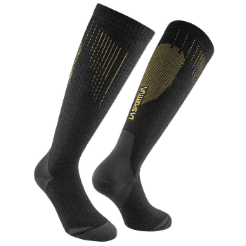 Chaussettes hauteur genou La Sportiva WOOL TECH SOCKS Black/Yellow