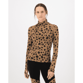 T-shirt a manches longues Mons Royale Cascade Merino Base Layer Mock Neck Long Sleeve Women Aoraki Lily Toffee