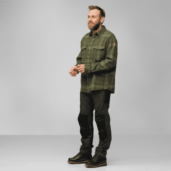 Chemises a manches longues Fjällräven Övik Twill Shirt Men Autumn Leaf-Dark Navy