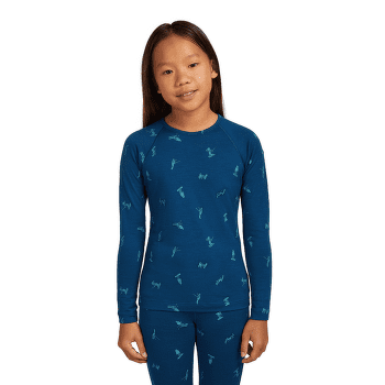 T-shirt a manches longues Icebreaker Merino 200 Oasis LS Crewe Snow Day Kids ATLANTIS/TOPAZ/AOP