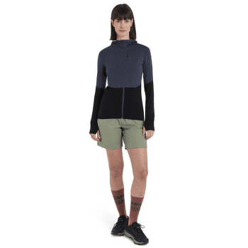 Sweat-shirt Icebreaker Merino Blend 200 RealFleece™ Descender LS Zip Hoodie Women GRAPHITE/BLACK/CB