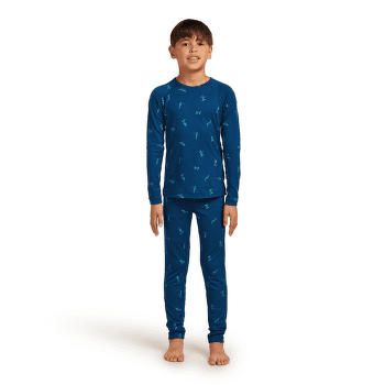 T-shirt a manches longues Icebreaker Merino 200 Oasis LS Crewe Snow Day Kids ATLANTIS/TOPAZ/AOP