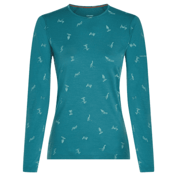 T-shirt a manches longues Icebreaker Merino 200 Oasis LS Crewe Ski Day Women TOPAZ/HYDRO/AOP