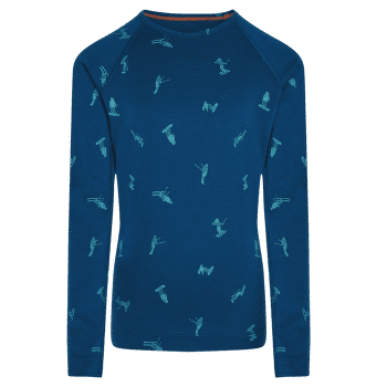 T-shirt a manches longues Icebreaker Merino 200 Oasis LS Crewe Snow Day Kids ATLANTIS/TOPAZ/AOP