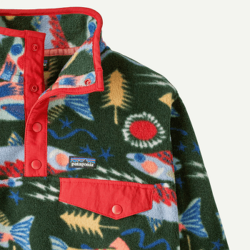 Sweat-shirt Patagonia Lightweight Synch Snap-T Pullover Kids Salmon Energy: Old Growth Green