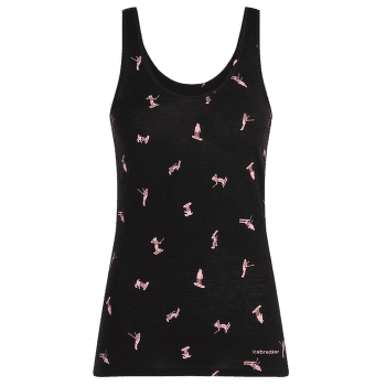 Débardeur Icebreaker Merino 150 Siren Tank Snow Day women BLACK/ACID PINK/AOP