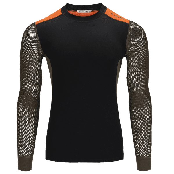 T-shirt a manches longues Aclima WoolNet Hiking Crew Neck shirt Men Jet Black/Tarmac/Gold Flame