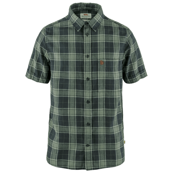 Chemises a manches courtes Fjällräven Övik Travel Shirt SS Men Dark Navy-Patina Green