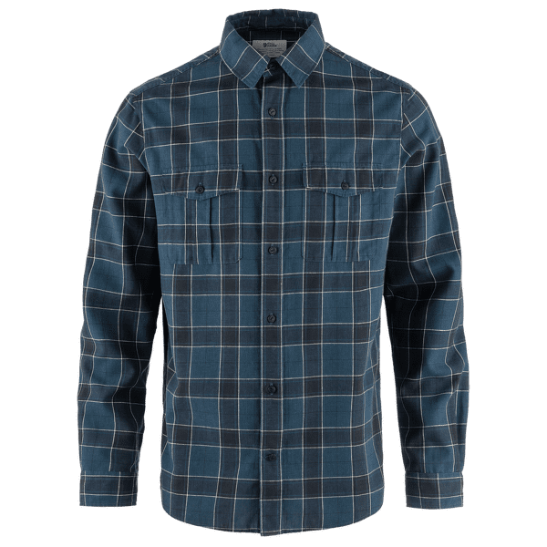 Chemises a manches longues Fjällräven Övik Travel Shirt LS Men Indigo Blue-Dark Navy
