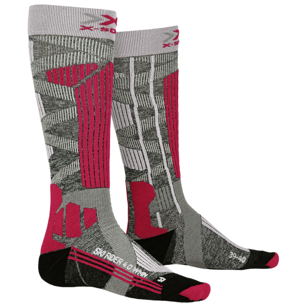 Chaussettes hauteur genou X-Bionic Ski Rider 4.0 Women STONE GREY MELANGE/PINK