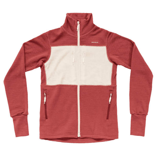 Sweat-shirt Devold Egga Grid Merino Jacket Women 753B  MARSALA/RAW WHITE