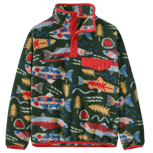 Sweat-shirt Patagonia Lightweight Synch Snap-T Pullover Kids Salmon Energy: Old Growth Green