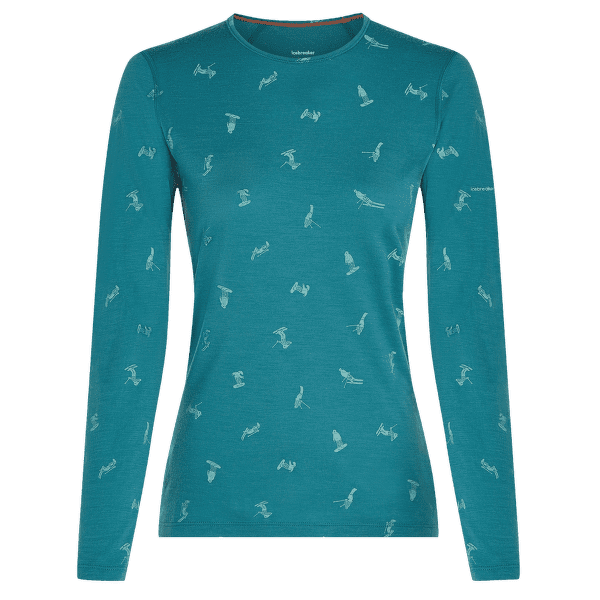 T-shirt a manches longues Icebreaker Merino 200 Oasis LS Crewe Ski Day Women TOPAZ/HYDRO/AOP