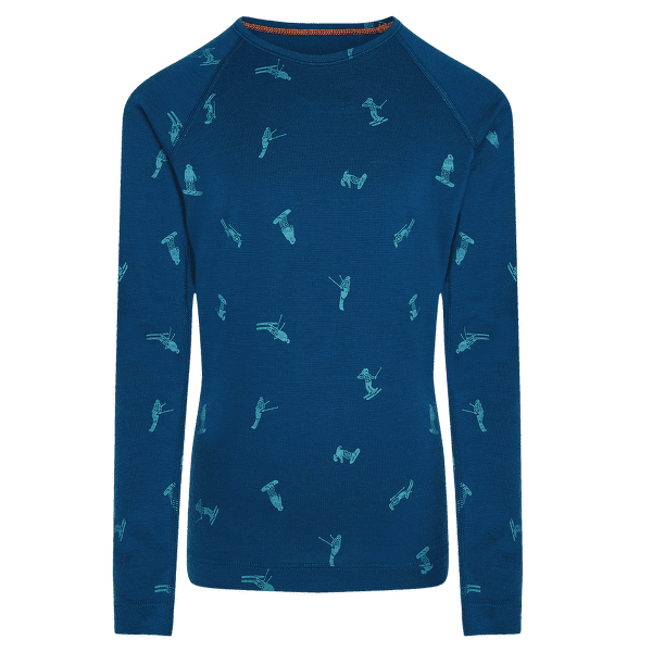 T-shirt a manches longues Icebreaker Merino 200 Oasis LS Crewe Snow Day Kids ATLANTIS/TOPAZ/AOP
