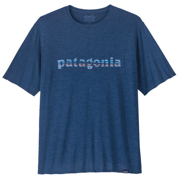 T-shirt a manches courtes Patagonia Cap Cool Daily Graphic Shirt Men 73 Text Logo: Clement Blue X-Dye