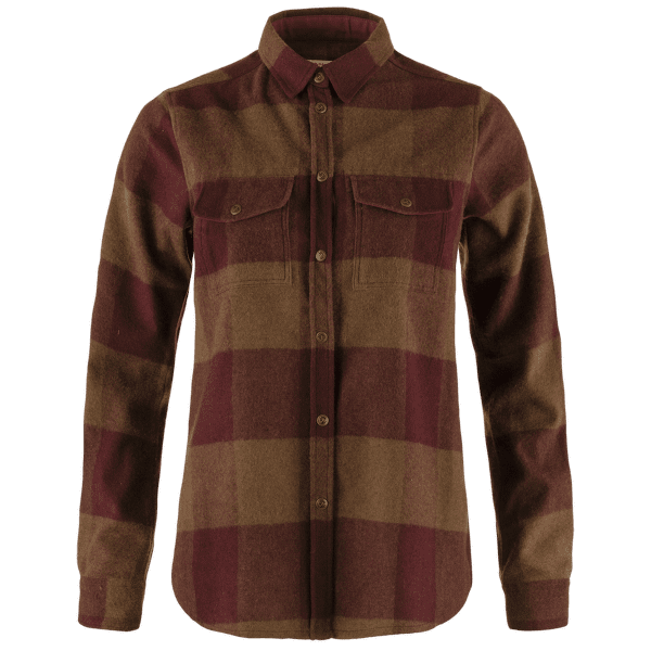 Chemises a manches longues Fjällräven Canada Shirt LS Women Autumn Leaf-Bordeaux Red