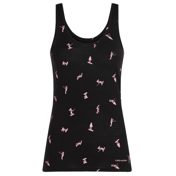 Débardeur Icebreaker Merino 150 Siren Tank Snow Day women BLACK/ACID PINK/AOP